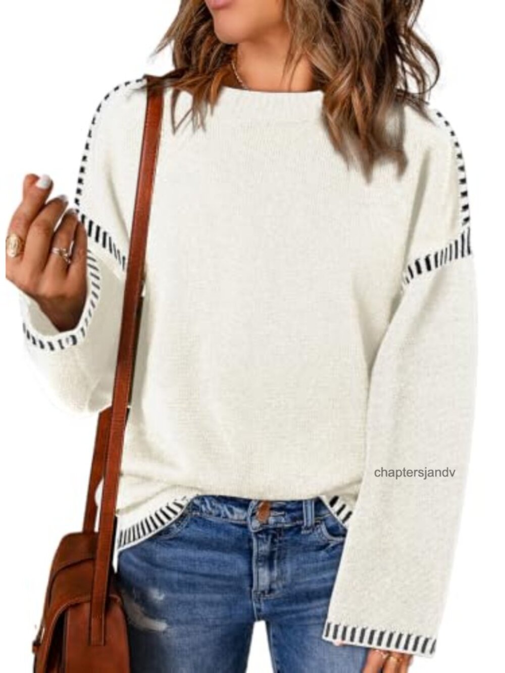 Oversized Crewneck Long Sleeve Knit Pullover Sweater